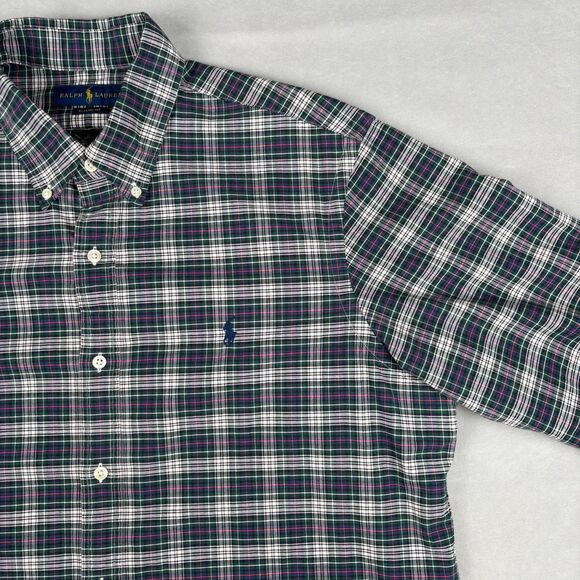 Polo Ralph Lauren Button Down Shirt Mens L Long Sleeve Plaid Classic Preppy Blue - Picture 4 of 12